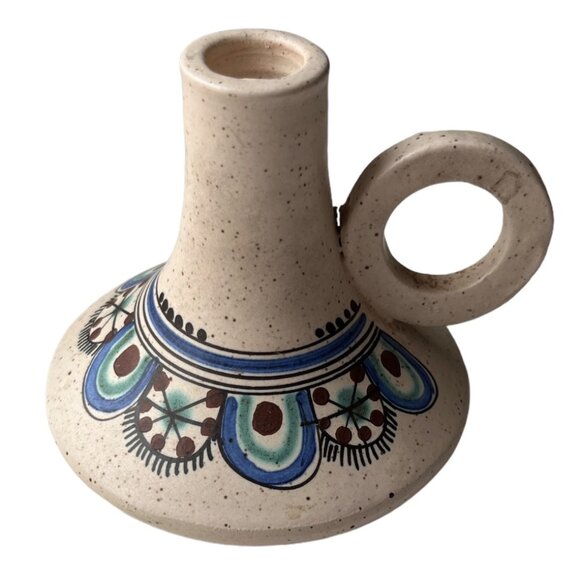 lolcus (lolkos) Pottery Stoneware Candleholder Art Deco Handmade in Greece - Picture 1 of 11
